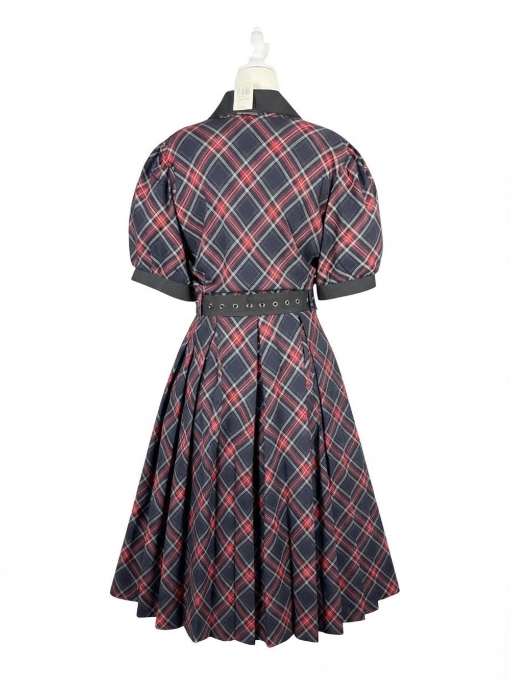 Hot Topic Social Collision Dress Black Red Plaid Belted Corporate Goth 3X NWT - Picture 3 of 9